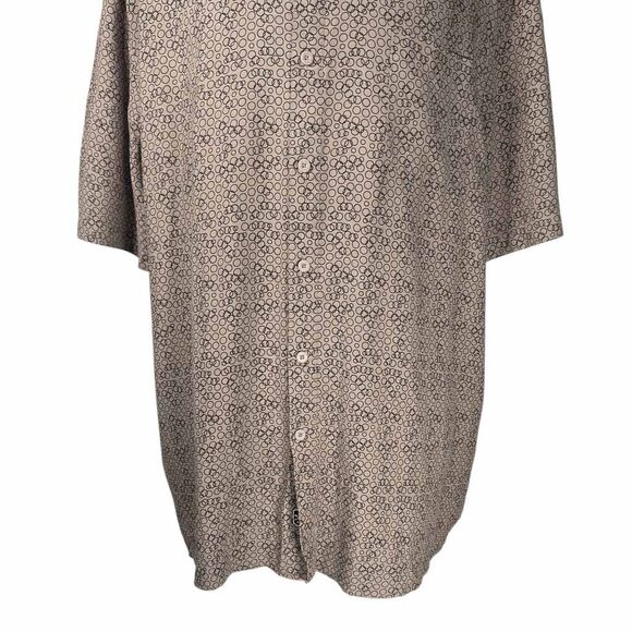 Nat Nast Mens 2XL XXL Silk Blend Short Sleeve Shirt Tan Beige Geometric Pattern - Picture 7 of 9
